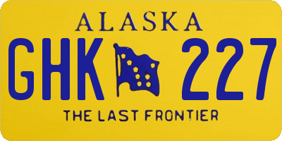 AK license plate GHK227