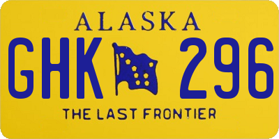 AK license plate GHK296