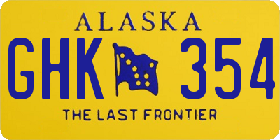AK license plate GHK354