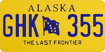 AK license plate GHK355