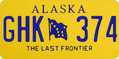 AK license plate GHK374
