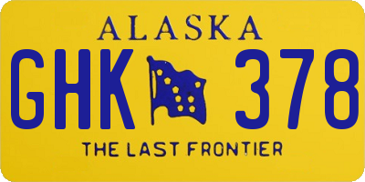 AK license plate GHK378