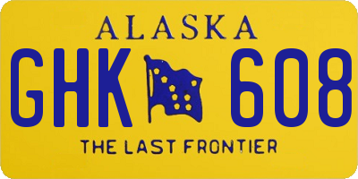AK license plate GHK608