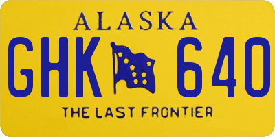 AK license plate GHK640