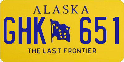AK license plate GHK651
