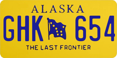 AK license plate GHK654