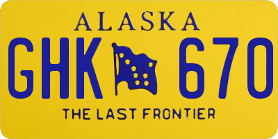 AK license plate GHK670