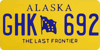 AK license plate GHK692