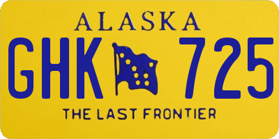 AK license plate GHK725