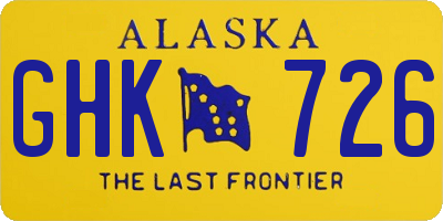 AK license plate GHK726