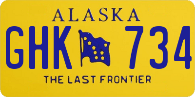 AK license plate GHK734