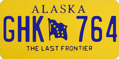 AK license plate GHK764