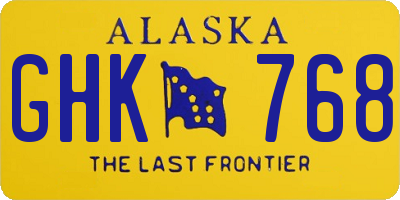 AK license plate GHK768
