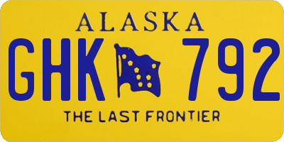 AK license plate GHK792