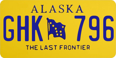 AK license plate GHK796