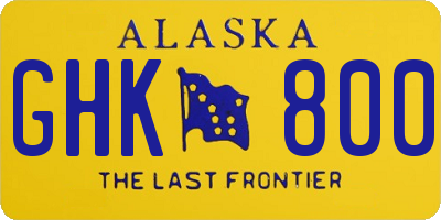 AK license plate GHK800