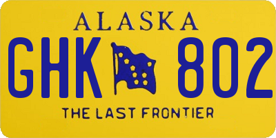 AK license plate GHK802