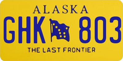 AK license plate GHK803
