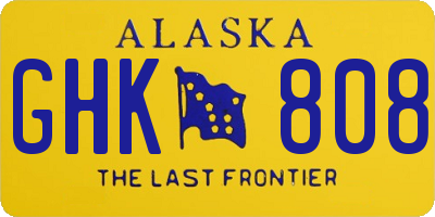 AK license plate GHK808