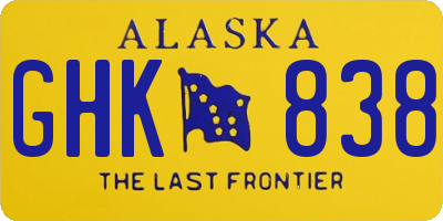 AK license plate GHK838