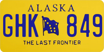 AK license plate GHK849