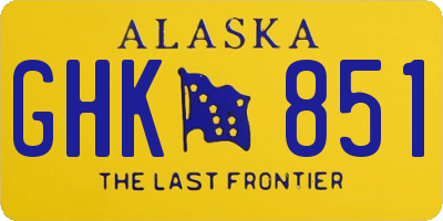 AK license plate GHK851
