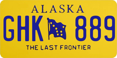 AK license plate GHK889