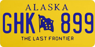 AK license plate GHK899