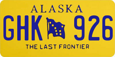 AK license plate GHK926