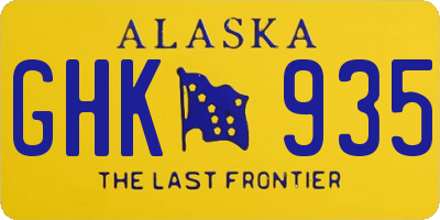 AK license plate GHK935
