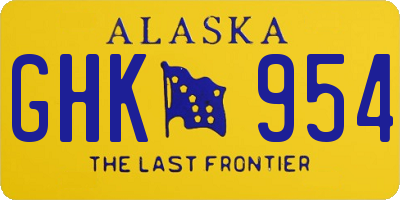AK license plate GHK954
