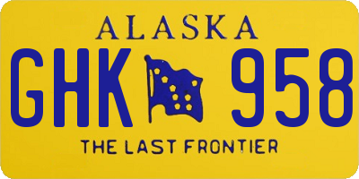 AK license plate GHK958