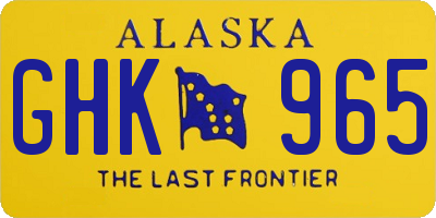 AK license plate GHK965