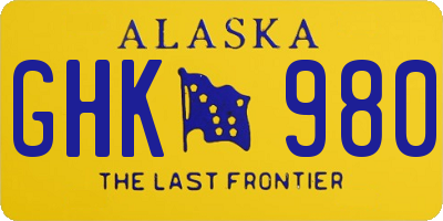 AK license plate GHK980