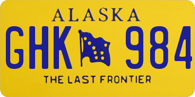 AK license plate GHK984