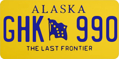 AK license plate GHK990