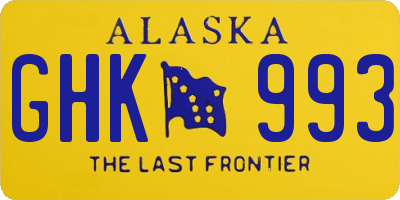 AK license plate GHK993