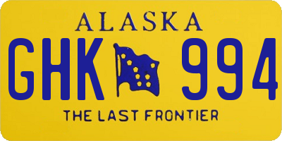AK license plate GHK994