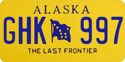 AK license plate GHK997