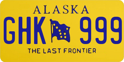 AK license plate GHK999