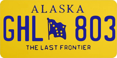 AK license plate GHL803