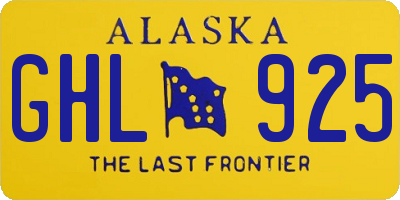 AK license plate GHL925