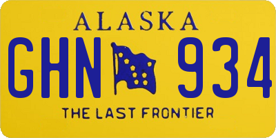 AK license plate GHN934