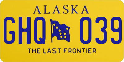 AK license plate GHQ039