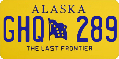 AK license plate GHQ289