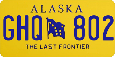 AK license plate GHQ802