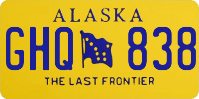 AK license plate GHQ838