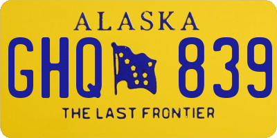 AK license plate GHQ839