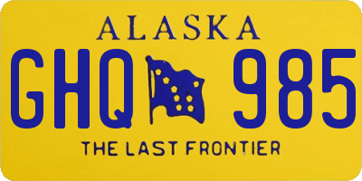AK license plate GHQ985