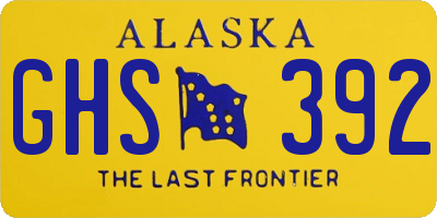 AK license plate GHS392